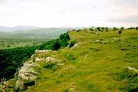 Looking North along Scout Scar. 'The Mushroom' viewpoint indicator is just visible.