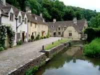 By Brook at Castle Combe (flooded in 1966 to make harbour for Dr Doolittle film)