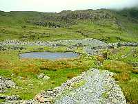 Looking down tramway to old quarries, north of Moelwyn Mawr