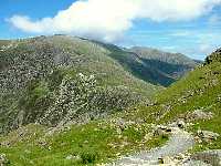 Glyder Fawr and Glyder Fach from
Pyg Track as it approaches Pen-y-pass