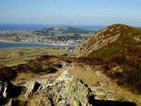Conwy Estuary and Deganwy from near Sychnant Pass with Penmaen Bach on right