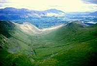 Coledale from Crag Hill with Skiddaw to left, Blencathra to right
